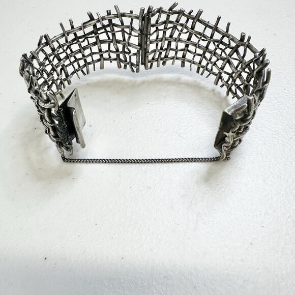 Rare Vintage Handcrafted Twisted 925 Sterling Silver Cuff Bracelet Wire Weave - Picture 2 of 7